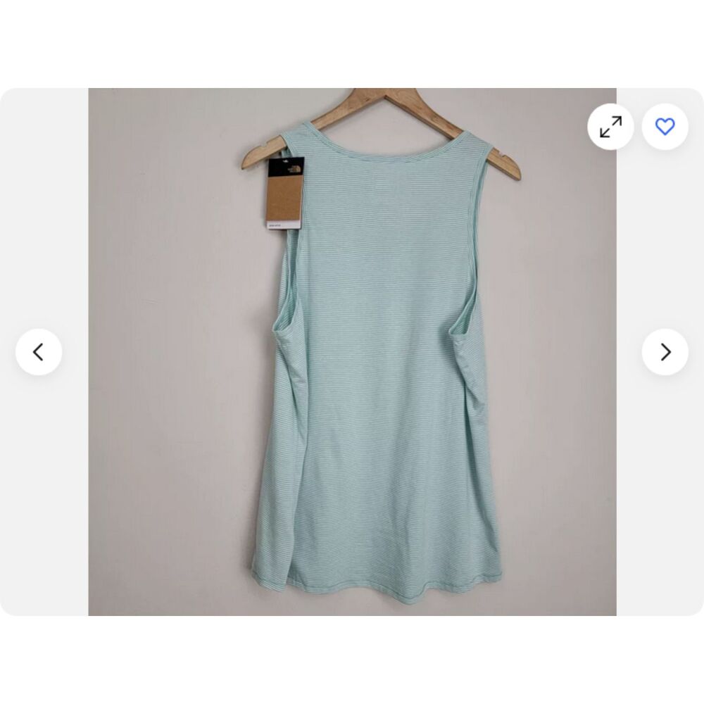 The North Face Green White Striped Athletic Leisure Sleeveless Tank Top (NWT) - Picture 3 of 5